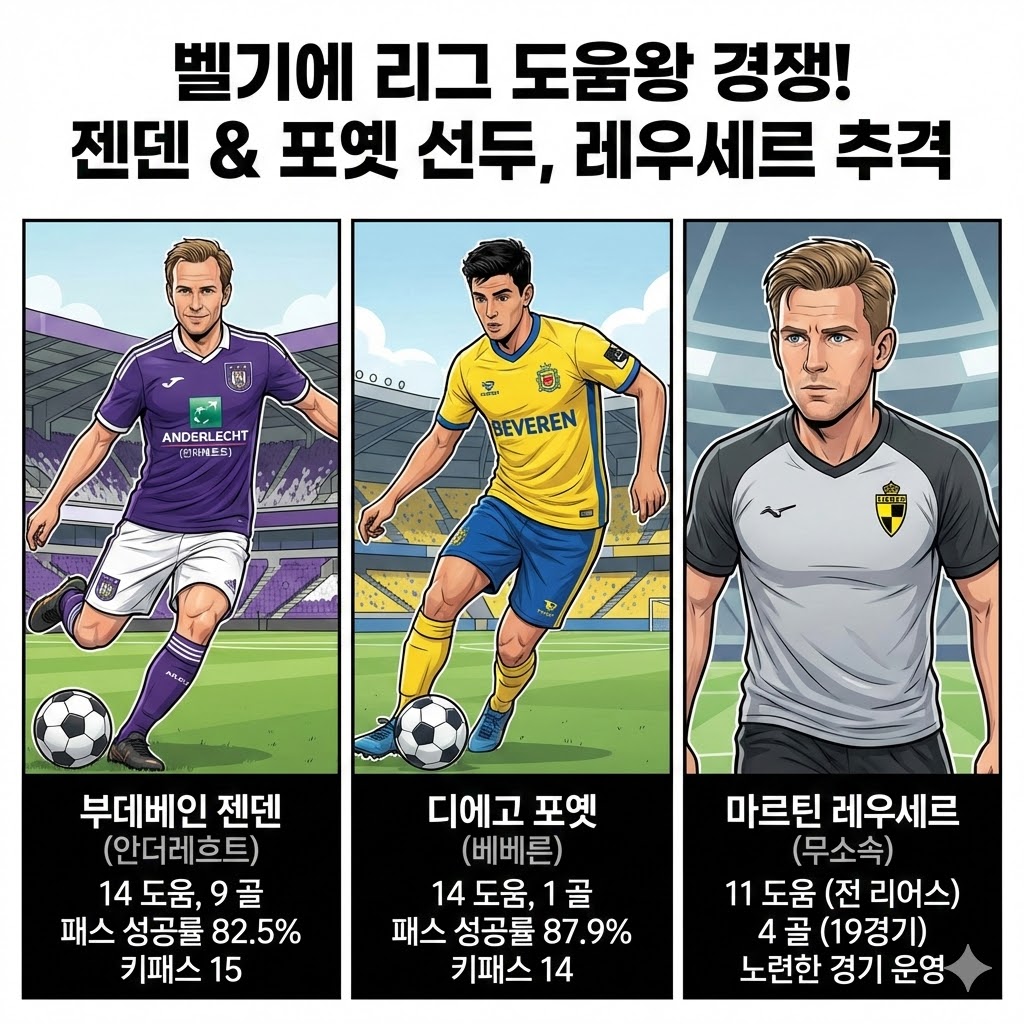 젠덴 포옛 벨기에 리그 도움왕 공동 등극벨기에 리그